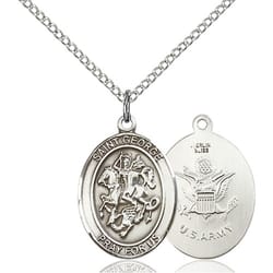 Sterling Silver St. George / Army Pendant w/ Chain