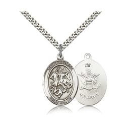 Sterling Silver St. George Pendant w/ US Army Insignia