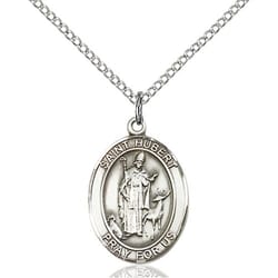 Sterling Silver St. Hubert of Liege Pendant w/ Chain