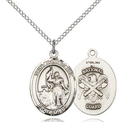 Sterling Silver St. Joan of Arc / Nat'L Guard Pendant w/ Chain