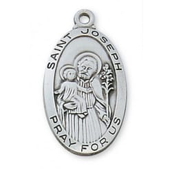 Sterling Silver St. Joseph Medal on 24 inch chain<!josephmedal>