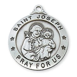 Sterling Silver St. Joseph Medal with 24 inch chain 