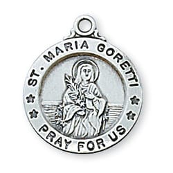 Sterling Silver St. Maria Goretti Medal with 18 inch chain