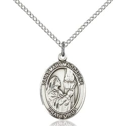 Sterling Silver St. Mary Magdalene Pendant - 18 inch Chain