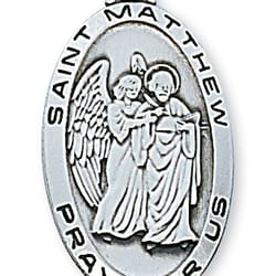 Sterling Silver St. Matthew Medal with 24 inch chain 