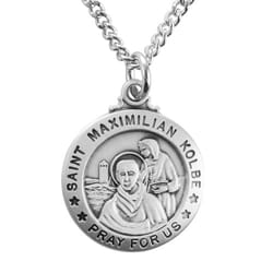 Sterling Silver St. Maximilian Kolbe Medal with 20 inch chain