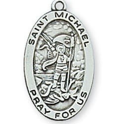 Sterling Silver St. Michael Medal with 18 inch chain 