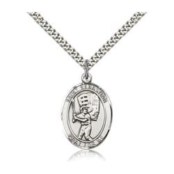 Sterling Silver St. Sebastian / Baseball Pendant w/ chain