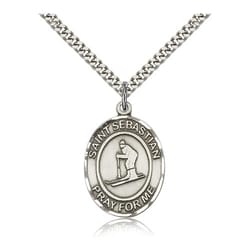 Sterling Silver St. Sebastian/Skiing Pendant w/ chain