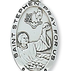 Sterling Silver St. Stephen Medal with 24 inch chain