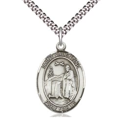 Sterling Silver St. Valentine of Rome Pendant w/ 24 chain