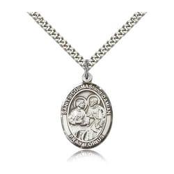 Sterling Silver Saints Cosmas & Damian Pendant w/ chain