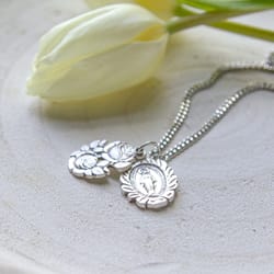 Sterling Silver Two Part Slide Miraculous Medal with 24 inch chain