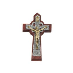 Two Tone Celtic Crucifix on Cherry 6 inch