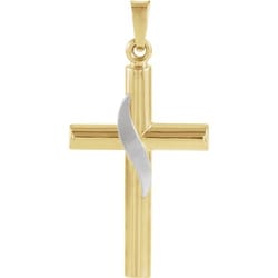 Two Tone Cross Pendant -14K Gold