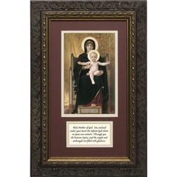 Virgin and Child (Matted w/ Prayer in Dark Ornate Frame) 8x14