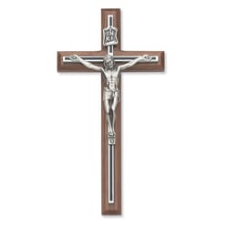 Walnut with Black Overlay Crucifix   