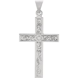 Wheat Cross Pendant -14K White Gold