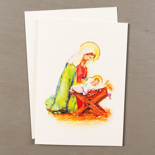 Watercolor Nativity Scene Christmas Cards-Set Of 20