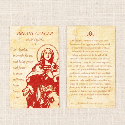 Saint Agatha Breast Cancer Prayer Card