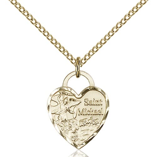 14kt Gold Filled St. Michael Heart Pendant The Catholic Company