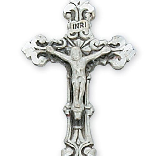 Ornate Sterling Silver Crucifix On 18 Inch Chain