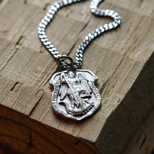 St. Michael Shield Medal - Sterling Silver