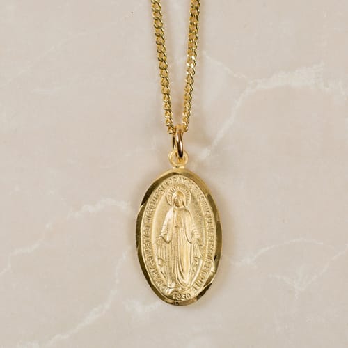 Gold/Sterling Silver Miraculous Medal On 18&quot; Chain