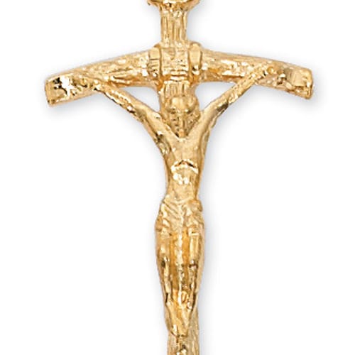 Gold Plated Papal Crucifix On 18 Inch Chain