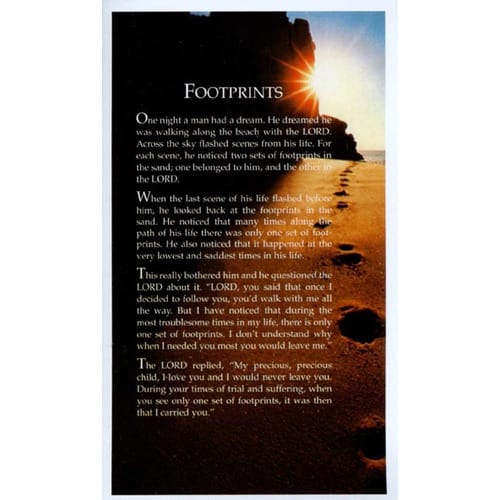 Footprints Personalized Prayer Card (Priced Per Card)