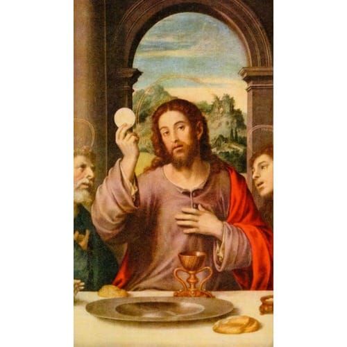 Christ With Eucharist Personalized Prayer Card (Priced Per Card)