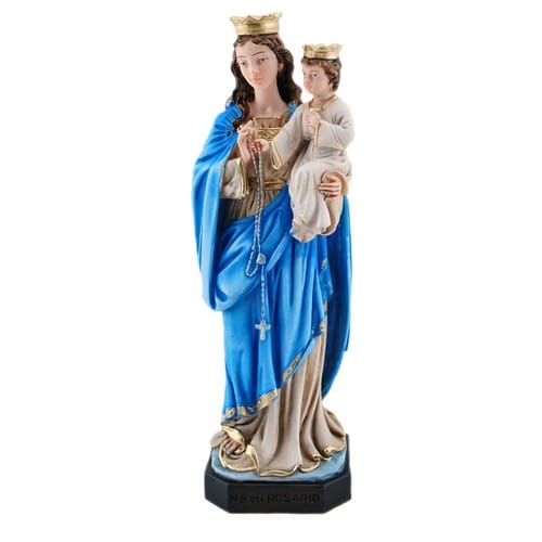 Our Lady Of The Rosary Alabaster Statue, 11 Inch