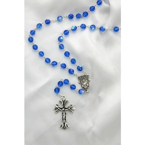 Swarovski Sapphire Blue Rosary, 8mm