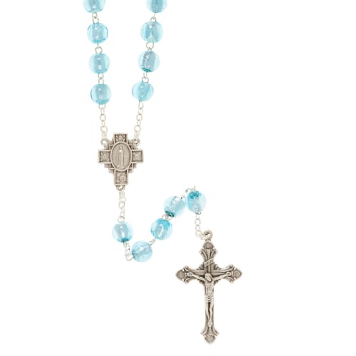 Aqua Handcrafted Glass Bead Rosary