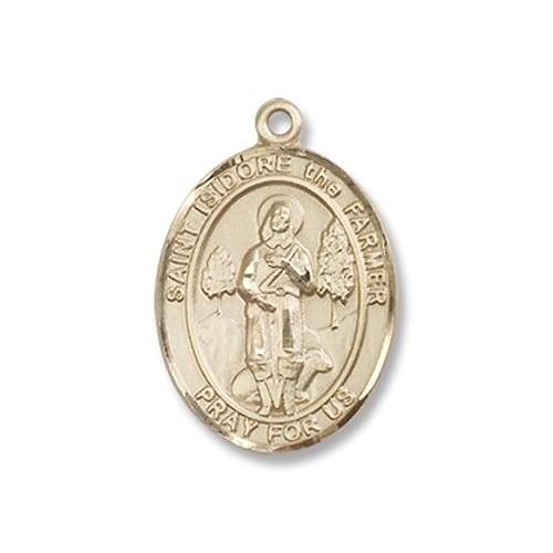 14kt Gold Filled St. Isidore The Farmer Pendant W/ Chain