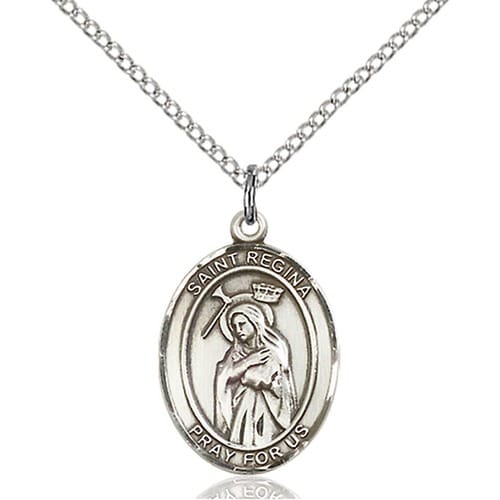 Sterling Silver St. Regina Pendant W/ Chain