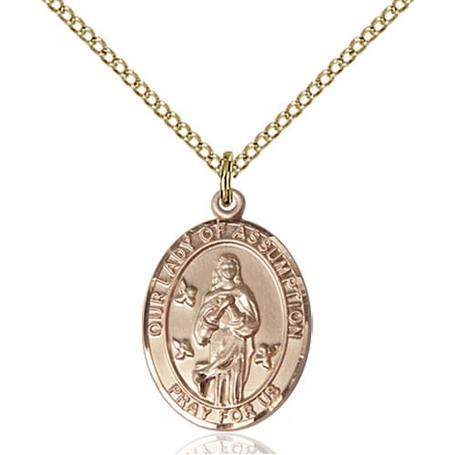 Gold Filled Our Lady Of Assumption Pendant W/ Chain