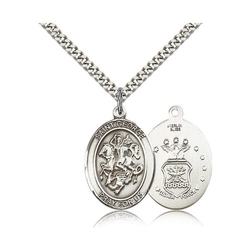 Sterling Silver St. George Pendant W/ US Air Force Insignia