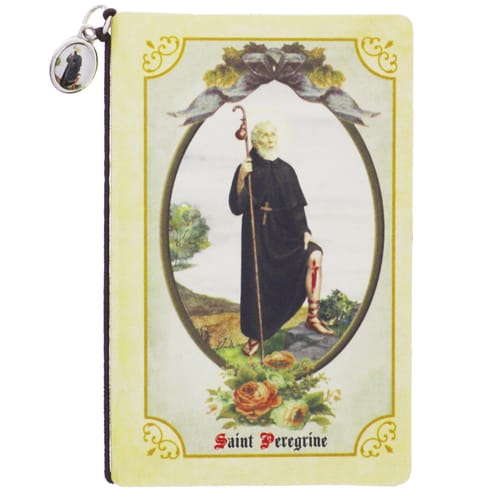 St. Peregrine Folded Prayer Card With Medal