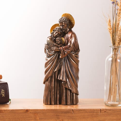 Holy Family Bronzed Veronese Statue 10&quot;