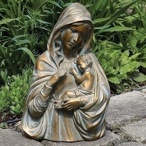 Bronze Color Madonna &amp; Child Bust