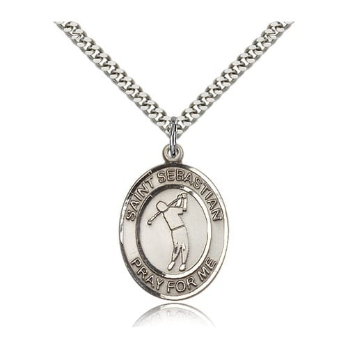 Sterling Silver St. Sebastian Pendant W/ Chain-Golf