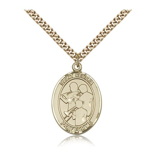 14kt Gold Filled St. Cecilia / Marching Band Pendant W/ Chain