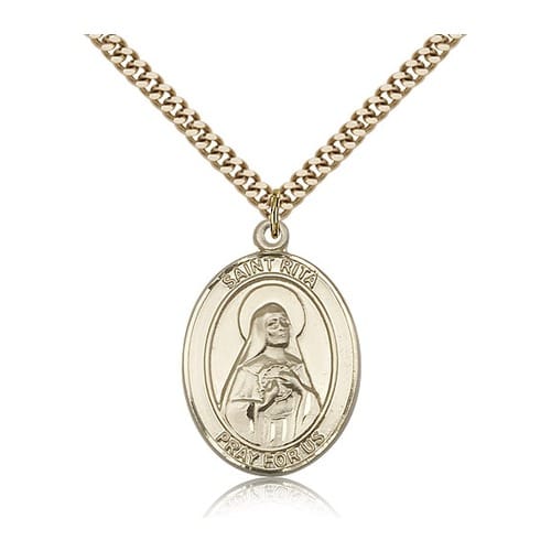 14kt Gold Filled St. Rita / Baseball Pendant W/ Chain