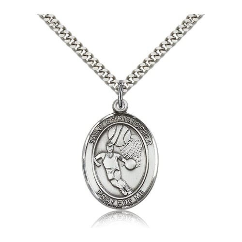 14kt Gold Filled St. Christopher Medal W/ Chain - Basketball