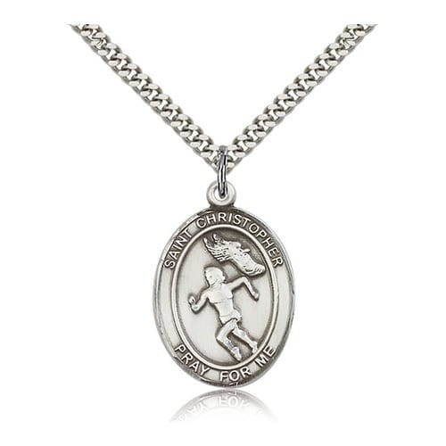 Sterling Silver St. Christopher Medal - Track And Field (Female)