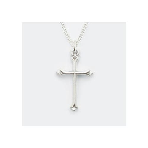 Simple Angled Cross Sterling Silver Pendant