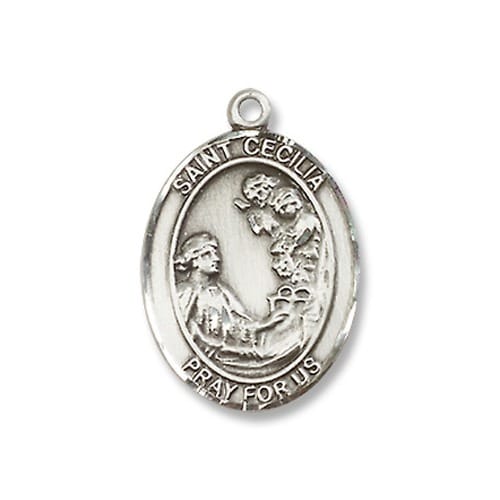 Sterling Silver St. Cecilia Pendant W/ Chain