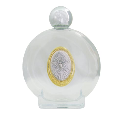 Holy Spirit Glass Holy Water Bottle, 4.5X3.25&quot;