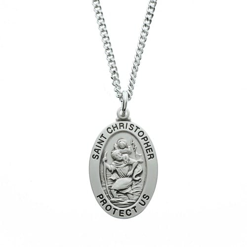 Sterling Silver St. Christopher Medal With 20 Inch Chain